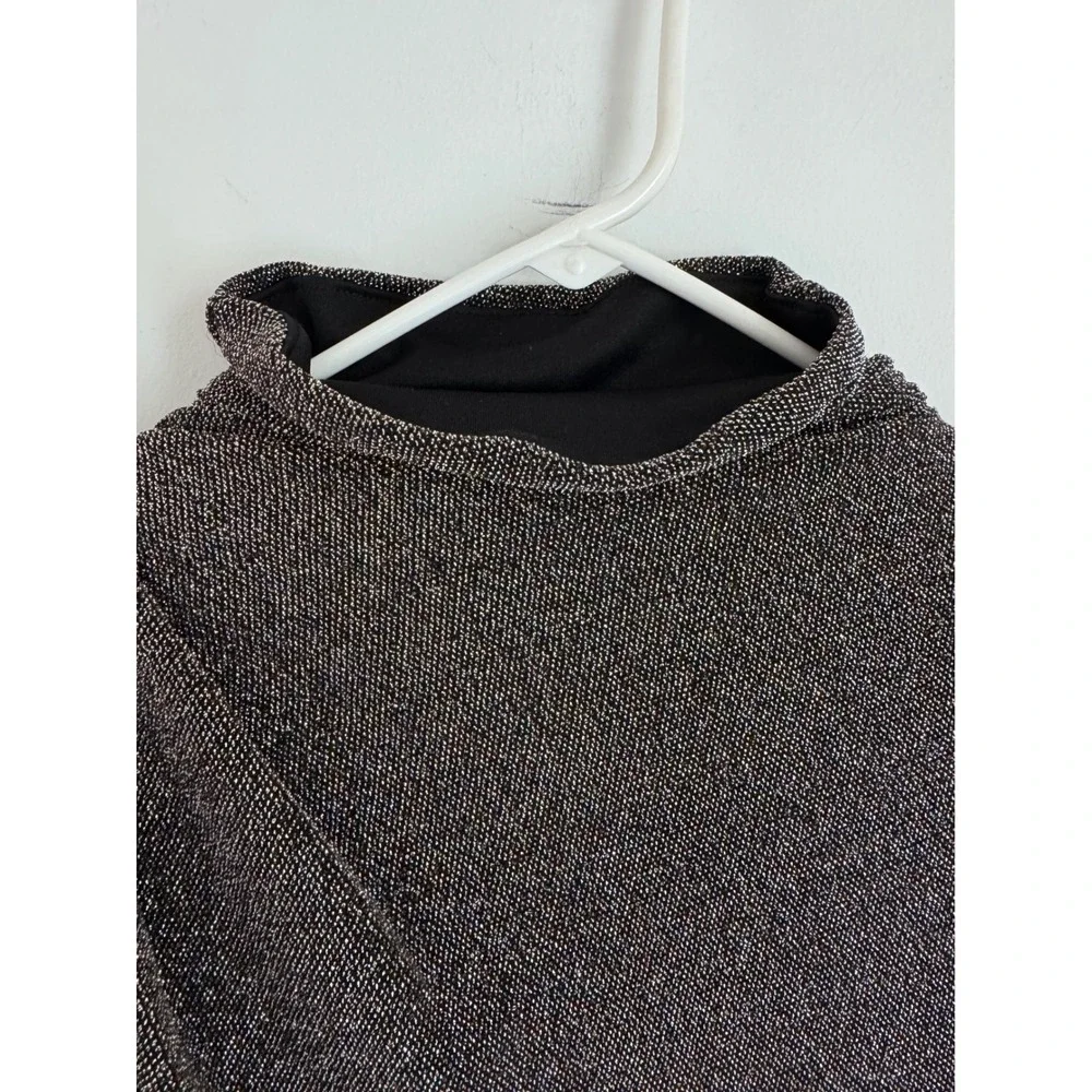 White House Black Market Metallic Mock Neck Ruched Draped Top Gold Black Small